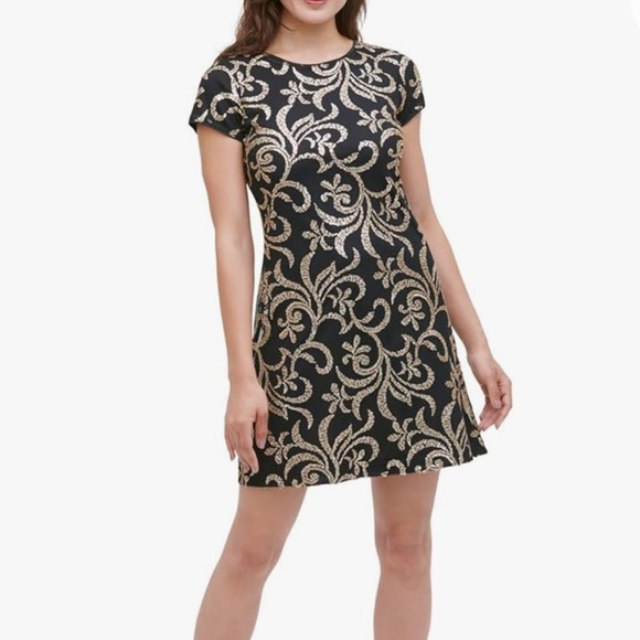 Kensie Black Sequined Dress Size 12 Excellent Like New Condition - Picture 1 of 8
